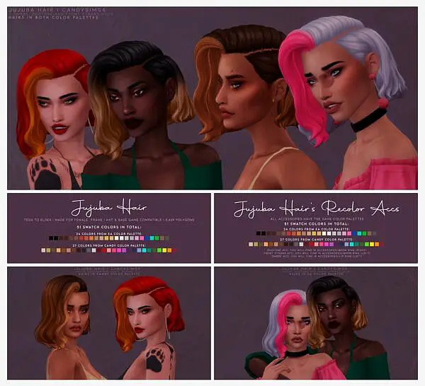 JUJUBA HAIR ~ Candy Sims 4 for Sims 4