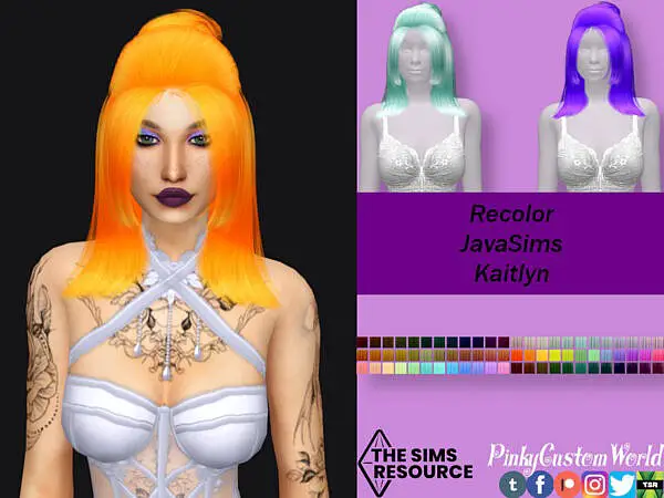 JavaSims Kaitlyn hair recolored by PinkyCustomWorld ~ The Sims Resource for Sims 4