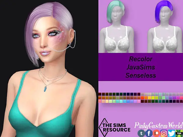 JavaSims Senseless hair recolored by PinkyCustomWorld ~ The Sims Resource for Sims 4