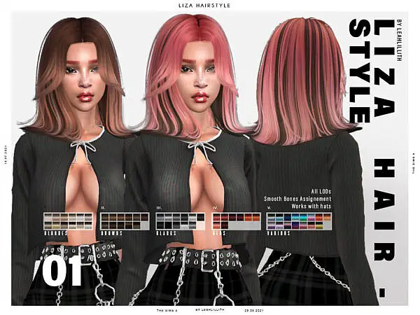 Liza Hair by Leah Lillith ~ The Sims Resource for Sims 4