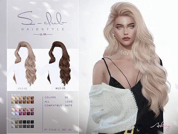 Long curly hairstyle by S Club ~ The Sims Resource for Sims 4