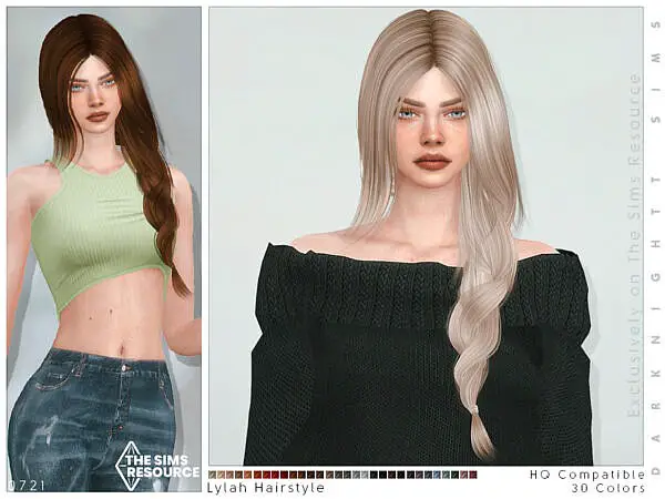 Lylah Hairstyle by DarkNighTt ~ The Sims Resource for Sims 4