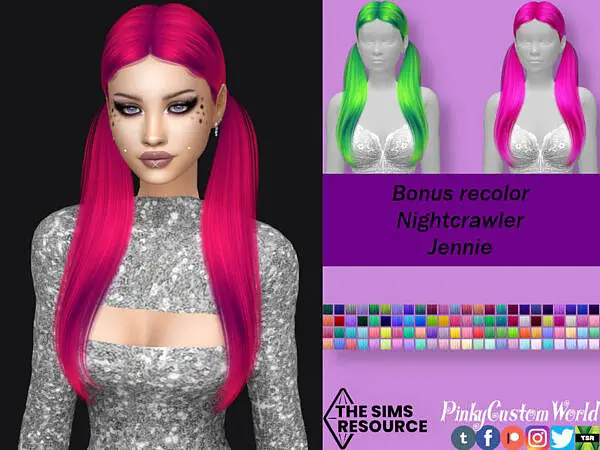 Nightcrawlers Jennie hair recolored by PinkyCustomWorld ~ The Sims Resource for Sims 4