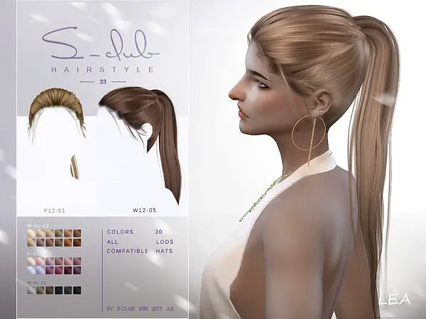 Ponytail hairstyle by S Club ~ The Sims Resource for Sims 4