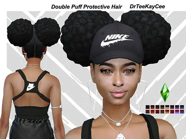 Double Puff Protective Hairstyle by drteekaycee ~ The Sims Resource for Sims 4