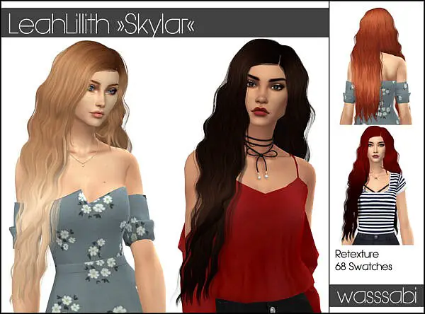 LeahLillith Skylar Hair retextured ~ Wasssabi Sims for Sims 4