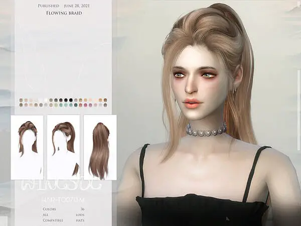 WINGS TO0713 Flowing braid ~ The Sims Resource for Sims 4