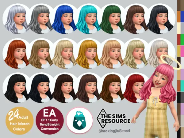 Curly Bang Straigh Hair ~ The Sims Resource for Sims 4