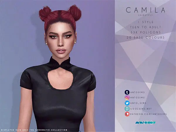 Camila Hairstyle by Anto ~ The Sims Resource for Sims 4