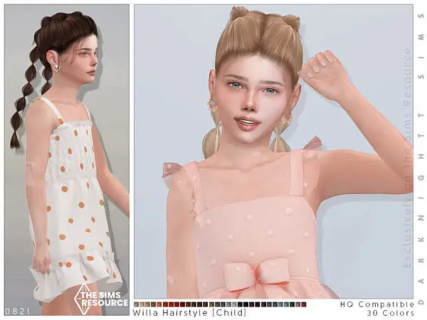 Willa Hairstyle KG by DarkNighTt ~ The Sims Resource for Sims 4