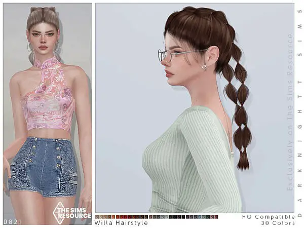 Willa Hairstyle by DarkNighTt ~ The Sims Resource for Sims 4