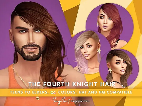 The Four Knight Hairstyle ~ Sonya Sims for Sims 4