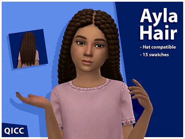 Ayla Hair by qicc ~ The Sims Resource for Sims 4