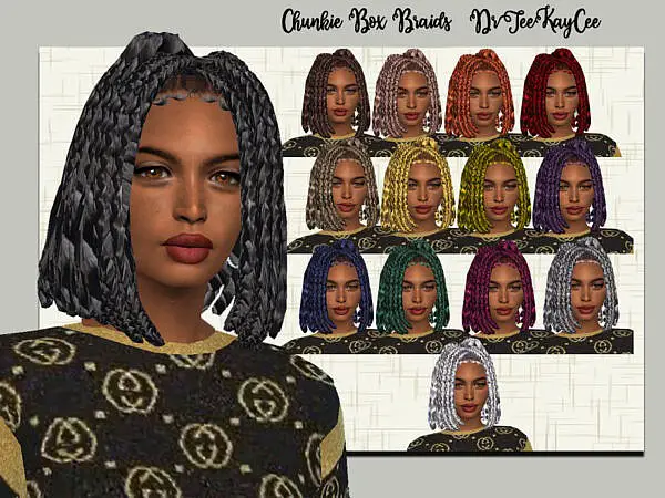 Chunkie Box Braids by drteekaycee ~ The Sims Resource - Sims 4 Hairs