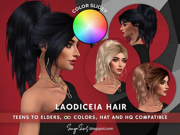 Laodiceia Color Slider Retexture Hairstyle ~ The Sims Resource for Sims 4