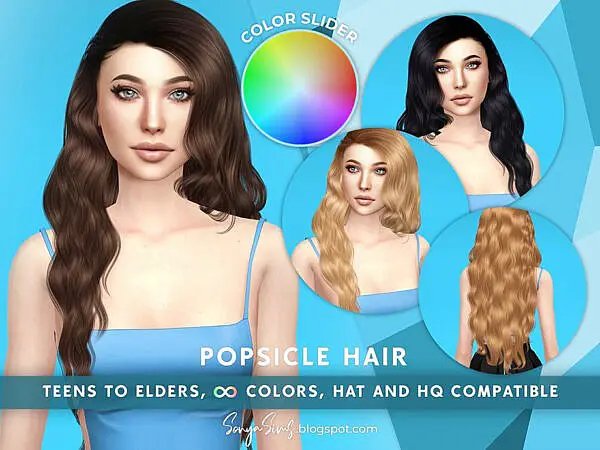 Popsicle Color Slider Hair ~ The Sims Resource for Sims 4