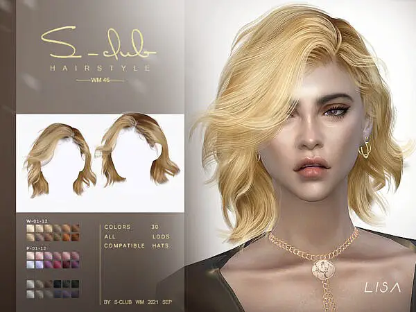 Short wavy hairstyle ~ The Sims Resource for Sims 4