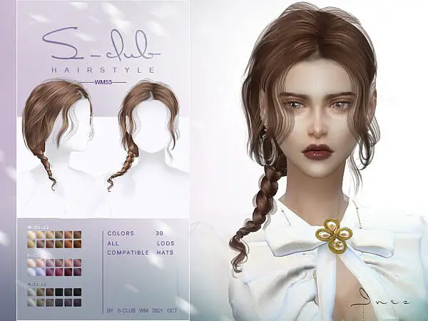 Ines Braid Mi Long curly hair by S Club ~ The Sims Resource for Sims 4