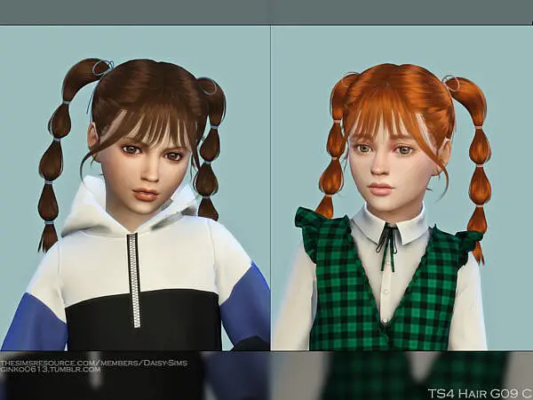 Child Hair G31C bubble braids by Daisy Sims ~ The Sims Resource for Sims 4