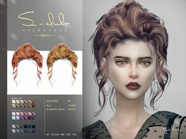 Julie Curly bun hairstyle by S Club ~ The Sims Resource for Sims 4