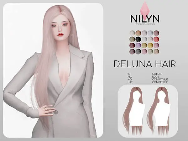 Deluna Hair by Nilyn ~ The Sims Resource for Sims 4