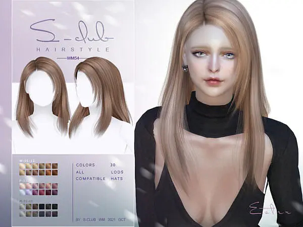 Esther Mi Long straight hair by S Club ~ The Sims Resource for Sims 4