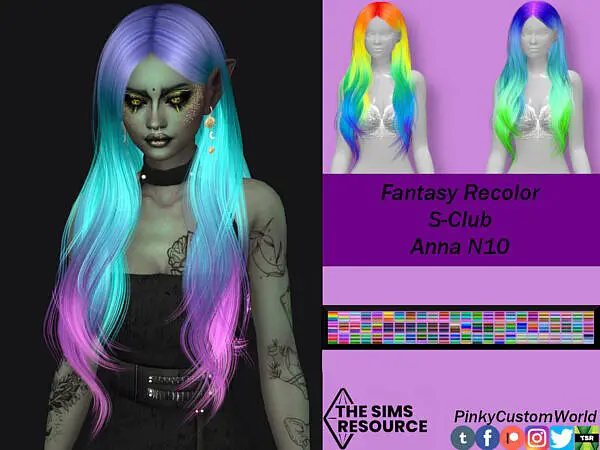 Fantasy Recolor of S Clubs Anna N10 hair ~ The Sims Resource for Sims 4