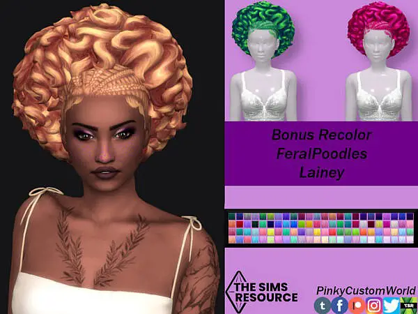 FeralPoodles Lainey hair recolored by PinkyCustomWorld ~ The Sims Resource for Sims 4