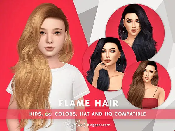 Flame Hair Child by SonyaSimsCC ~ The Sims Resource for Sims 4