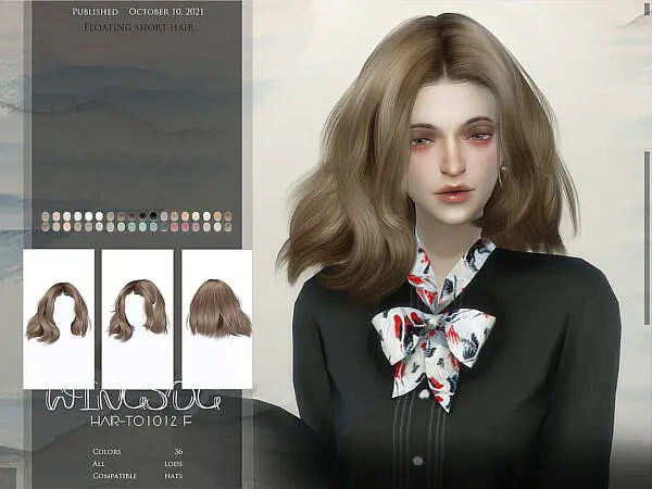 Floating short hair by wingssims ~ The Sims Resource for Sims 4