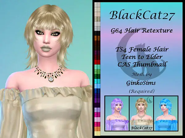 GinkoSims G64 Hair Retextured by BlackCat27 ~ The Sims Resource for Sims 4