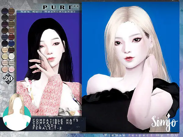 Hairstyle Pure by KIMSimjo ~ The Sims Resource for Sims 4