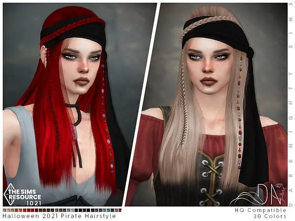 Halloween 2021   Pirate Hair byDarkNighTt ~ The Sims Resource for Sims 4