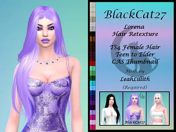 LeahLillith Lorena Hair Retexture by BlackCat27 ~ The Sims Resource for Sims 4