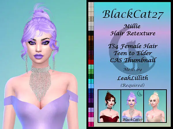 LeahLillith`s Millie Hair Retextured by BlackCat27 ~ The Sims Resource for Sims 4