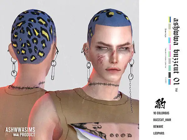 Leopard buzzcut by Ashwwa ~ The Sims Resource for Sims 4