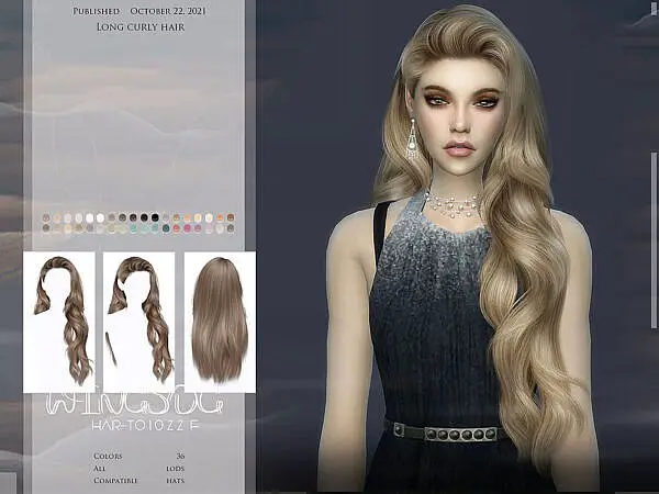 Long curly hair TO1022 by wingssims ~ The Sims Resource for Sims 4