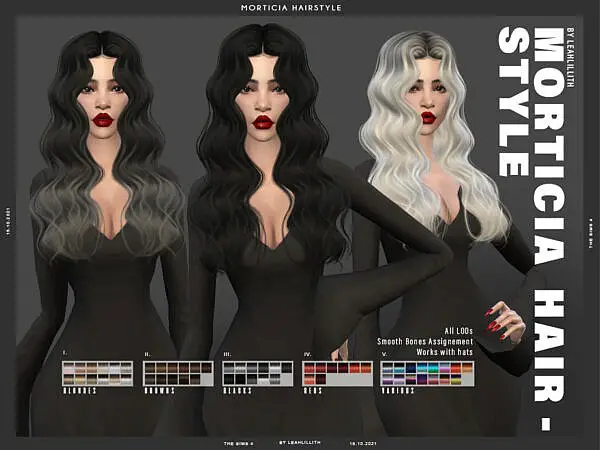 Morticia Hair by Leah Lillith ~ The Sims Resource for Sims 4