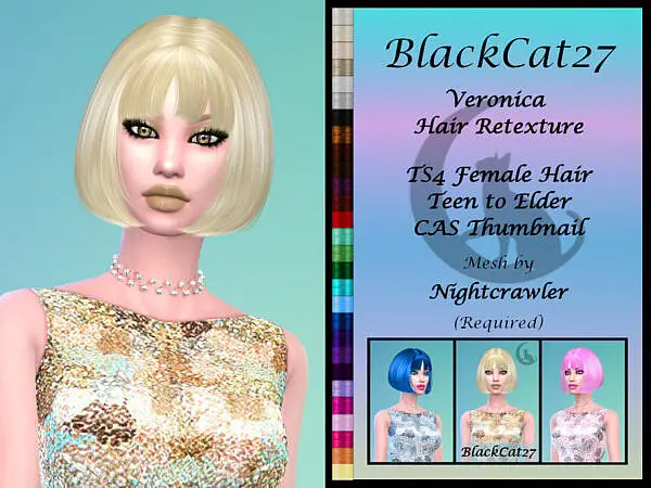 Nightcrawler Veronica Hair Retextured by BlackCat27 ~ The Sims Resource for Sims 4