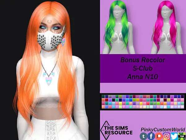 Recolor of S Clubs Anna N10 hair by PinkyCustomWorld ~ The Sims Resource for Sims 4