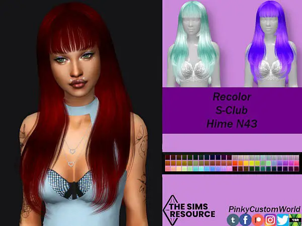Recolor of S Clubs Hime N43 hair by PinkyCustomWorld ~ The Sims Resource for Sims 4