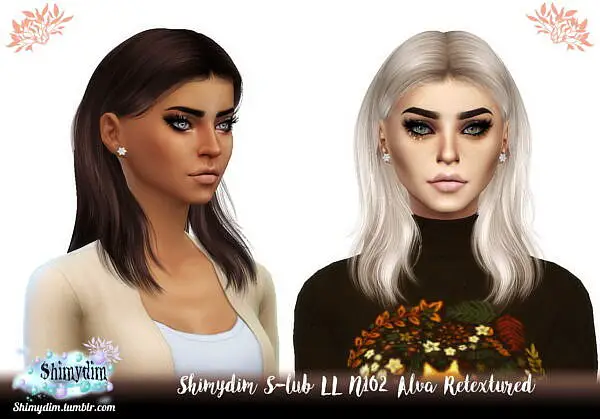 S Club`s LL N102 Alva Hair Retexture ~ Shimydim for Sims 4