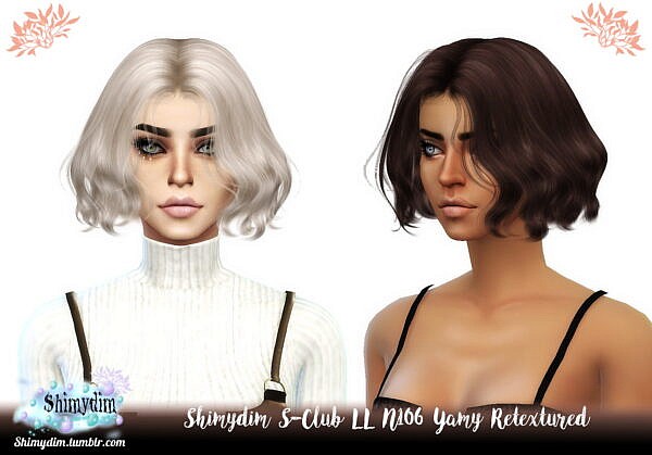 S Club LL N106 Yamy Hair Retextured ~ Shimydim for Sims 4