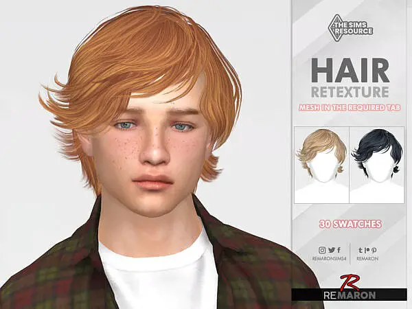 Short curls Leon Hair Retextured by remaron ~ The Sims Resource for Sims 4