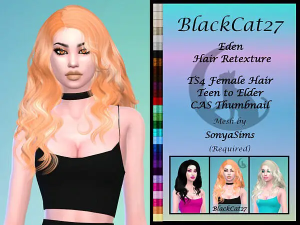 SonyaSims Eden Hair Retextured by BlackCat27 ~ The Sims Resource for Sims 4