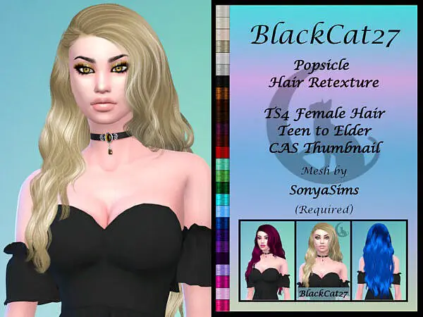 SonyaSims Popsicle Hair Retexture by BlackCat27 ~ The Sims Resource for Sims 4