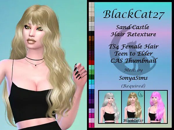 SonyaSims Sand Castle Hair Retextured by BlackCat27 ~ The Sims Resource for Sims 4
