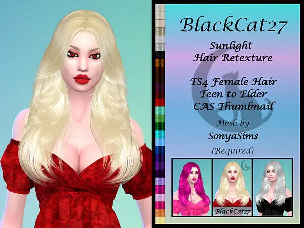 SonyaSims Sunlight Hair Retexture by BlackCat27 ~ The Sims Resource for Sims 4