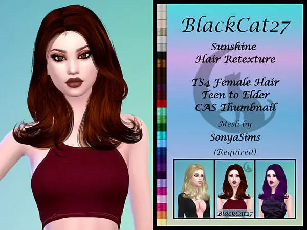 SonyaSims Sunshine Hair Retextured by BlackCat27 ~ The Sims Resource for Sims 4