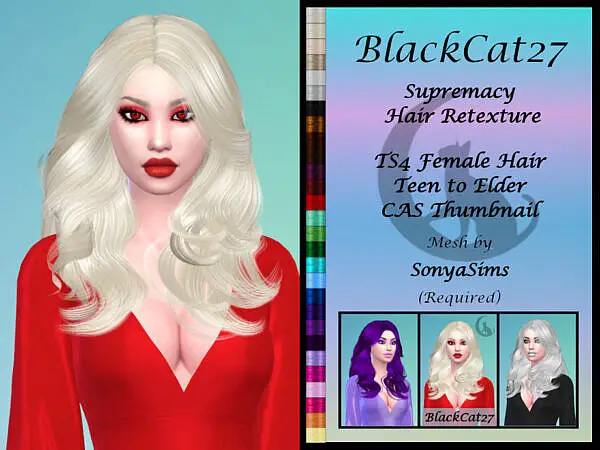 SonyaSims Supremacy Hair Retextured by BlackCat27 ~ The Sims Resource for Sims 4